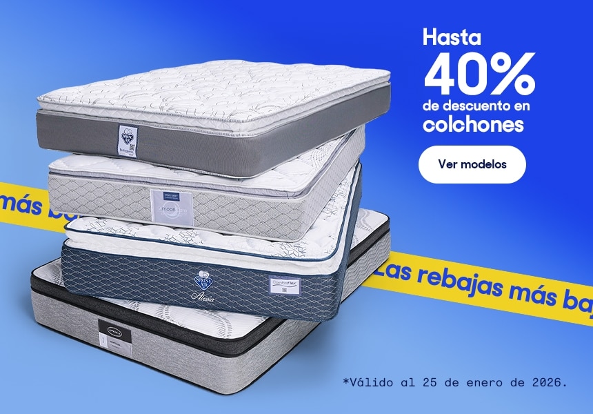 Hasta 40% de descuento en colchones. Válido al 25 de enero de 2026. Pulsa aquí para elegir.