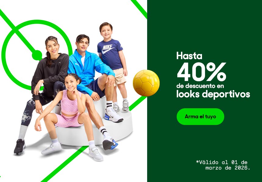 Hasta 40% de descuento en looks deportivos. Válido al 01 de marzo de 2026. Pulsa aquí para elegir.