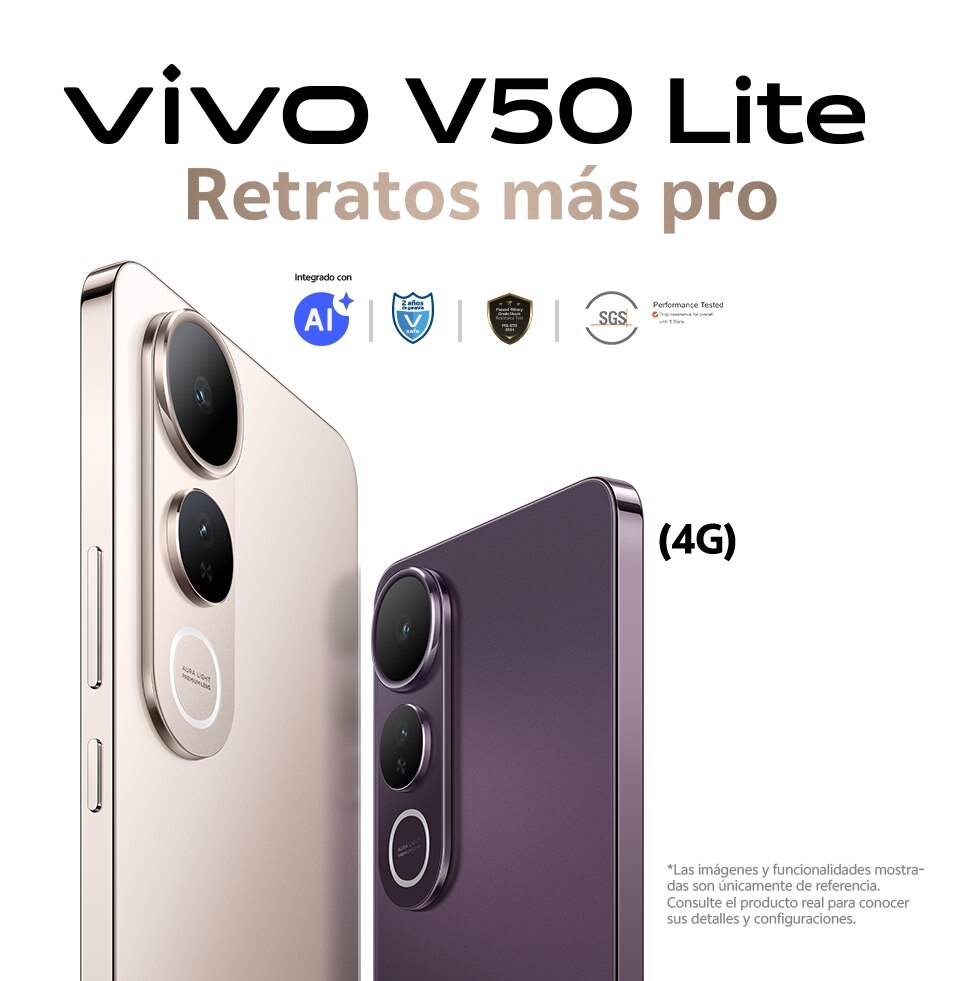 Vivo V50 Lite. Retratos más pro. Red 4G. Pulsa aquí para estrenar el tuyo.
