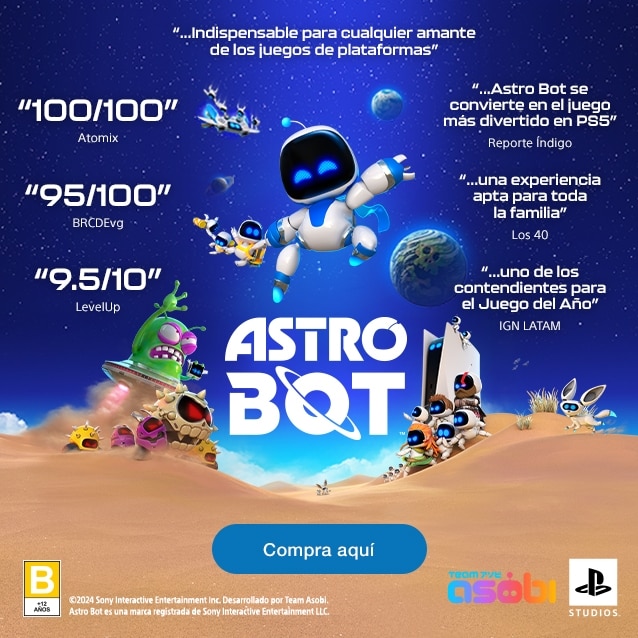 Videojuego AstroBot de Playstation. Reseñas variadas con altas calificaciones por parte de medios especializados. Pulsa aquí para comprar.