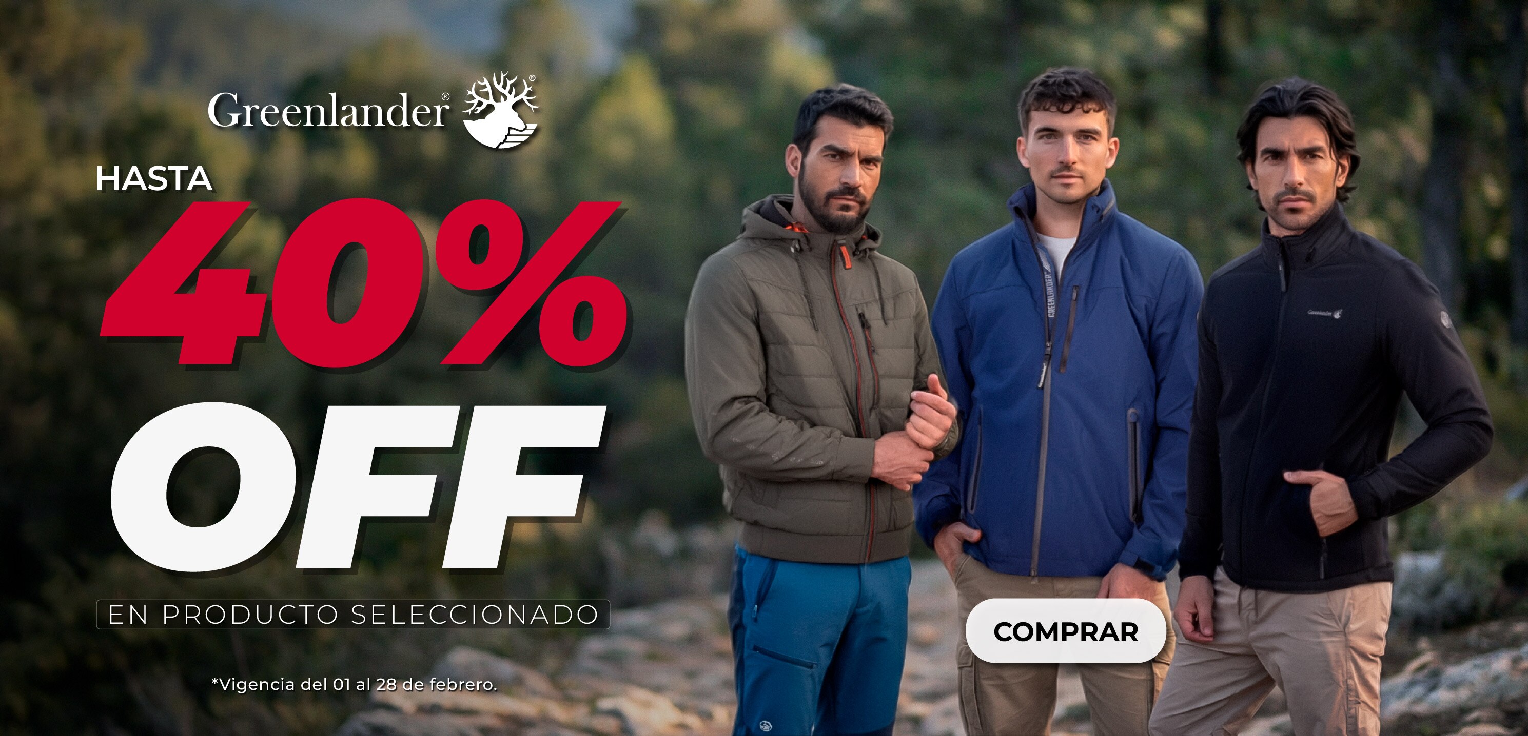 Greenlander. Hasta 40 por ciento off en producto seleccionado. Vigencia del 1 al 28 de febrero de 2026. Pulsa aquí para estrenar.