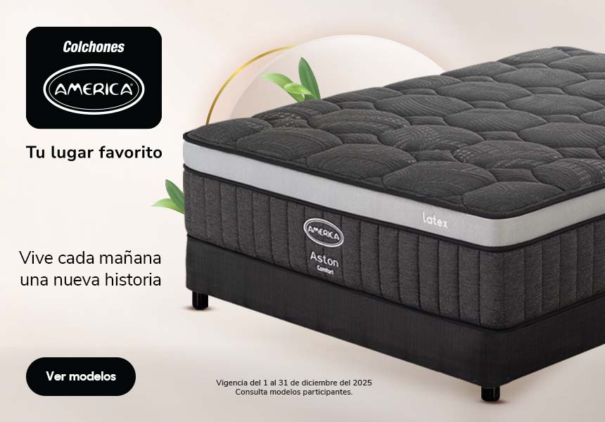 Anuncio: Colchones América. Tu lugar favorito. Vive cada mañana una nueva historia. Válido del 1 al 31 de diciembre 2025. Pulsa aquí para consultar modelos participantes.