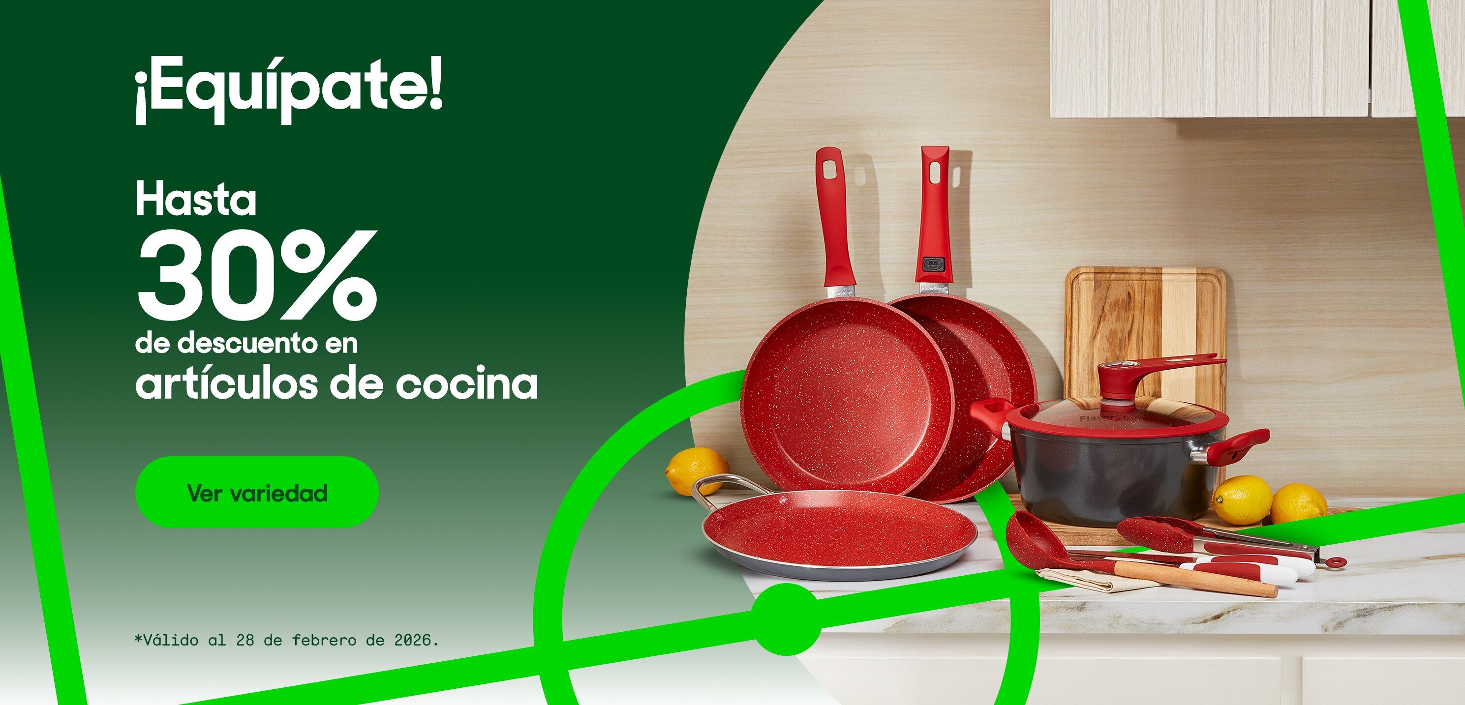 ¡Equípate! Hasta 30% de descuento en artículos de cocina. Válido al 28 de febrero de 2026. Pulsa aquí para ver variedad.