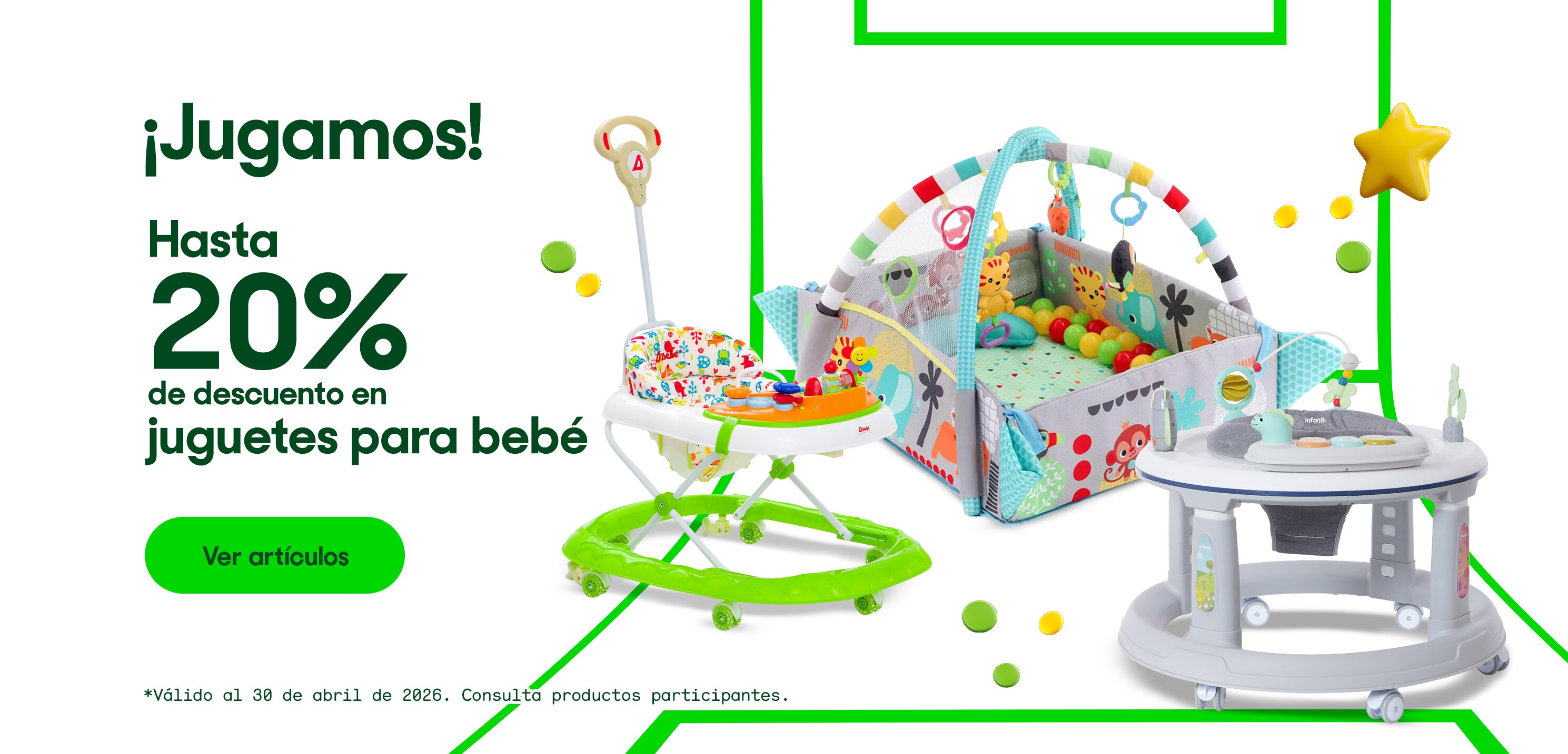 ¡Jugamos!. Hasta 20% de descuento en juguetes para bebé. *Válido al 30 de abril de 2026. Pulsa aquí para ver más