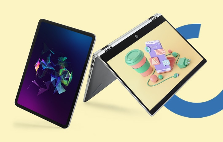 Composición de tablet y laptop. Pulsa aquí para encontrar electrónica exclusiva en línea.