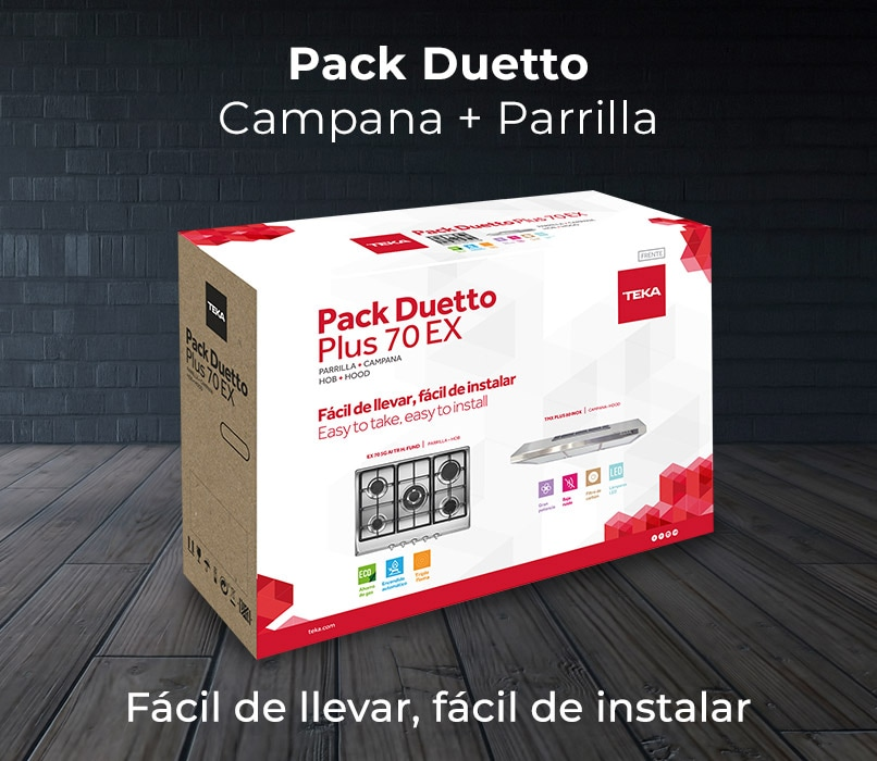 Pack Duetto campana más parrilla. Fácil de llevar, fácil de instalar. Pulsa aquí para comprar tu dueto Teka.