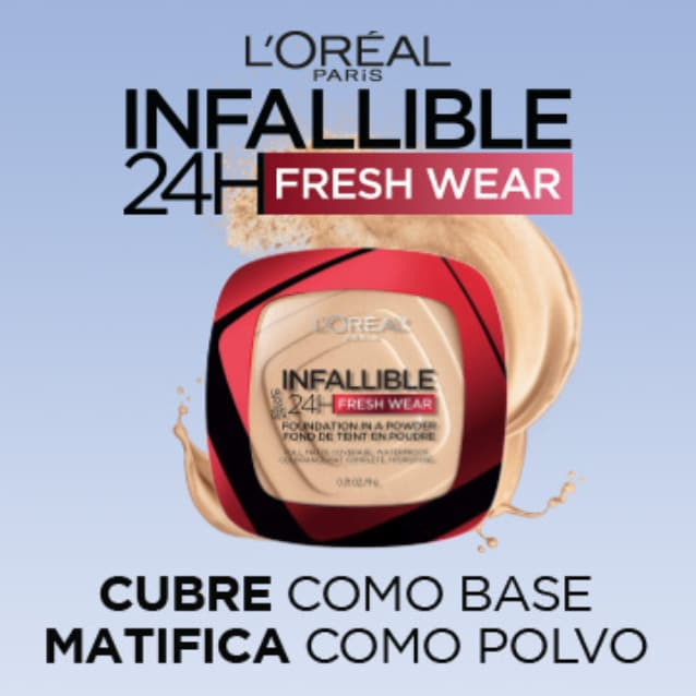 Polvo compacto L'Oréal Infallible 24H acabado mate. Pulsa aquí para armar tu kit de maquillaje.