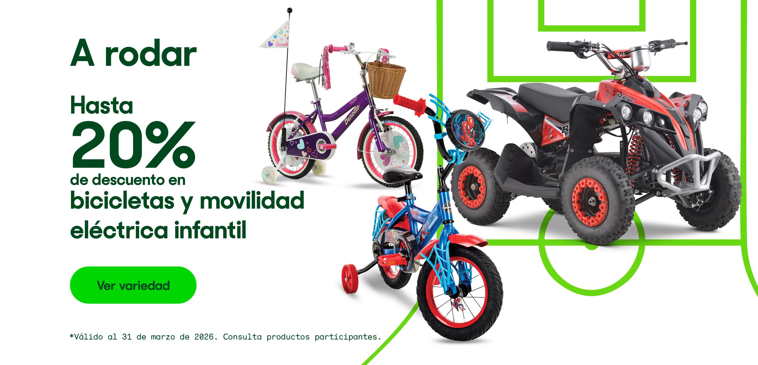 A rodar. Hasta 20% de descuento en bicicletas y movilidad eléctrica infantil. *Válido al 31 de marzo de 2026. Pulsa aquí para ver más.