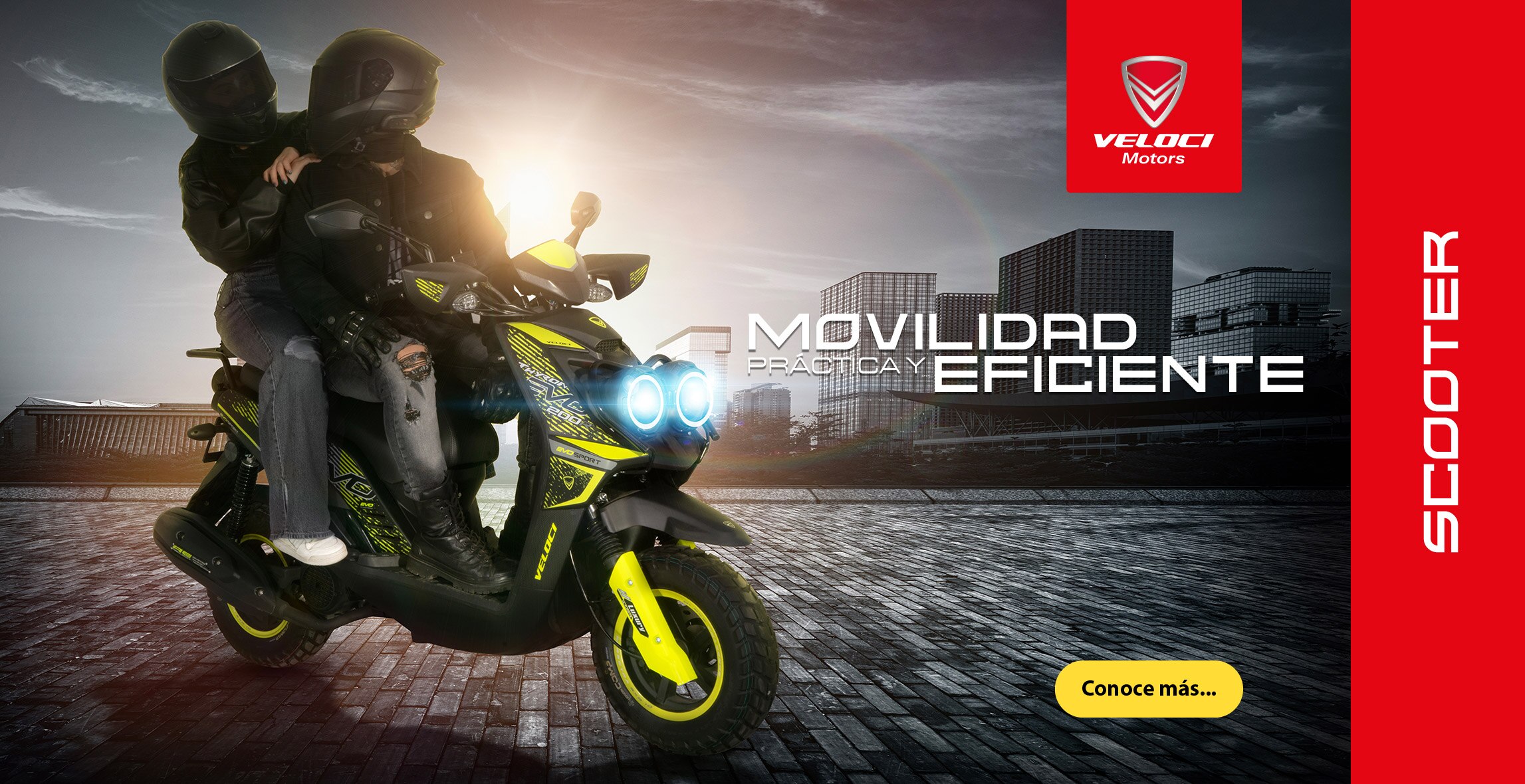 Veloci. Movilidad práctica y eficiente. Pulsa aquí para encontrar scooters.