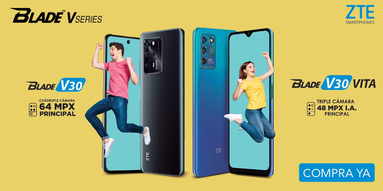 ZTE Smartphones. Blade V Series. Blade V30. Cuádruple cámara principal de 64 megapixeles. Blade V30 Vita. Triple cámara principal de 48 megapixeles. Pulsa aquí para ver smartphones ZTE.