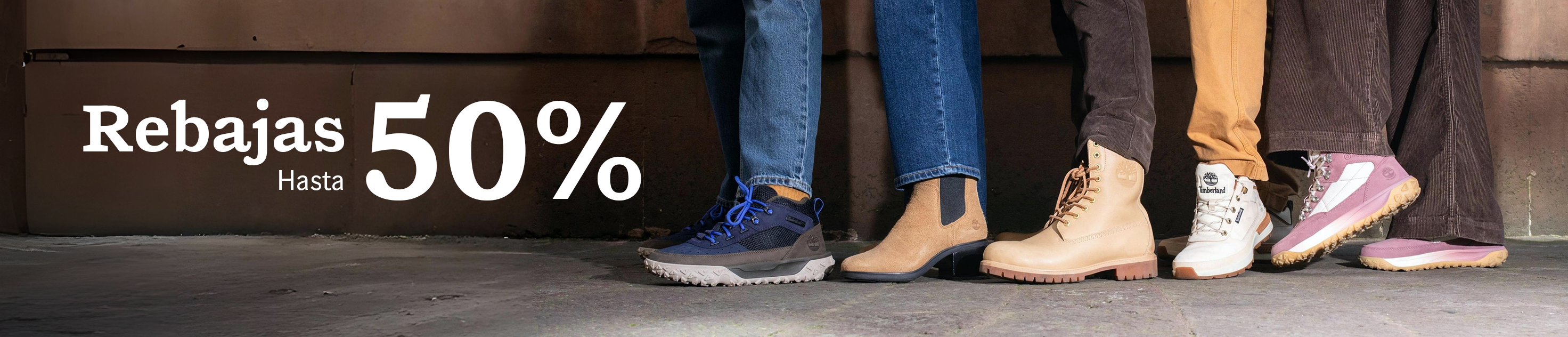 Rebajas hasta 50% de descuento. Pulsa aquí para encontrar calzado de la marca Timberland.	 			 			 			
