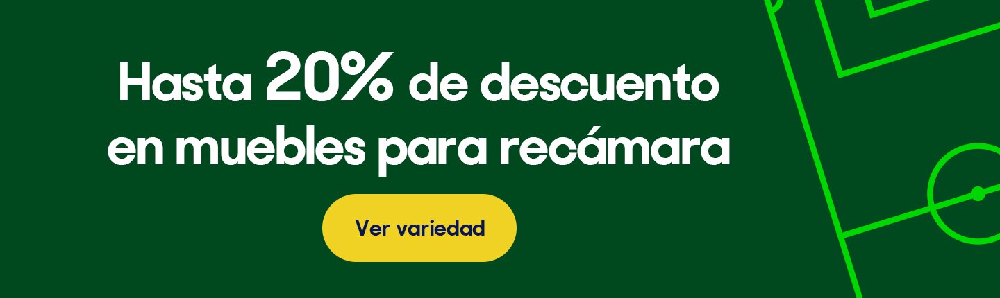 Hasta 20% de descuento en muebles para recámara. Pulsa aquí para elegir.