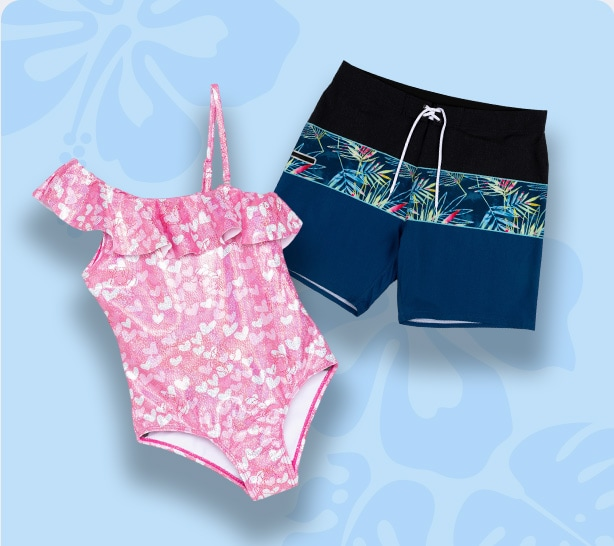 Trajes de baño para niña y para niño. Pulsa aquí para explorar tallas y modelos.