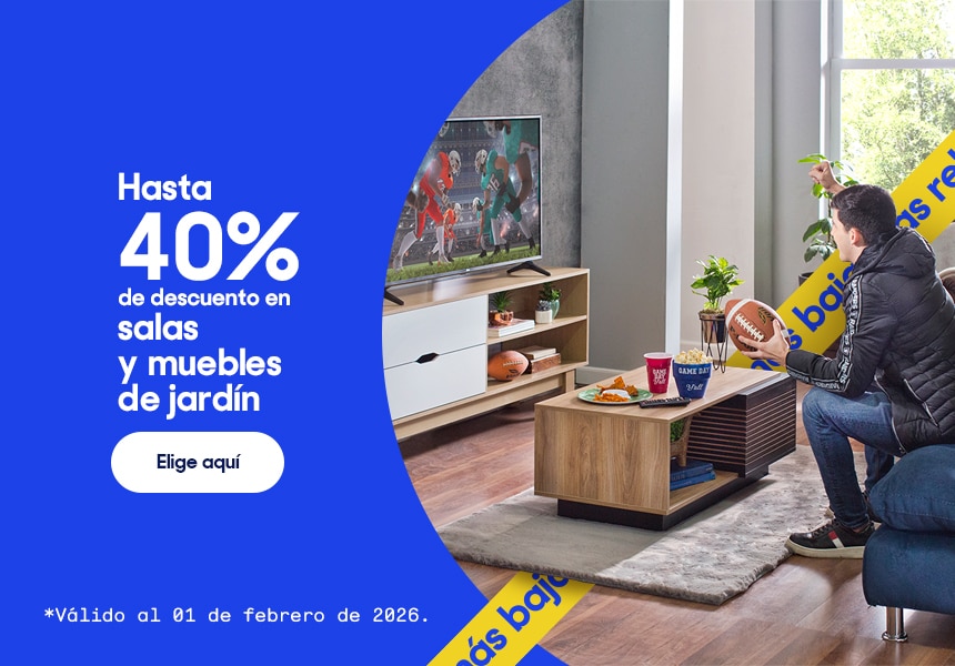 Hasta 40% de descuento en salas y muebles de jardín. Válido al 01 de febrero de 2026. Pulsa aquí para elegir.