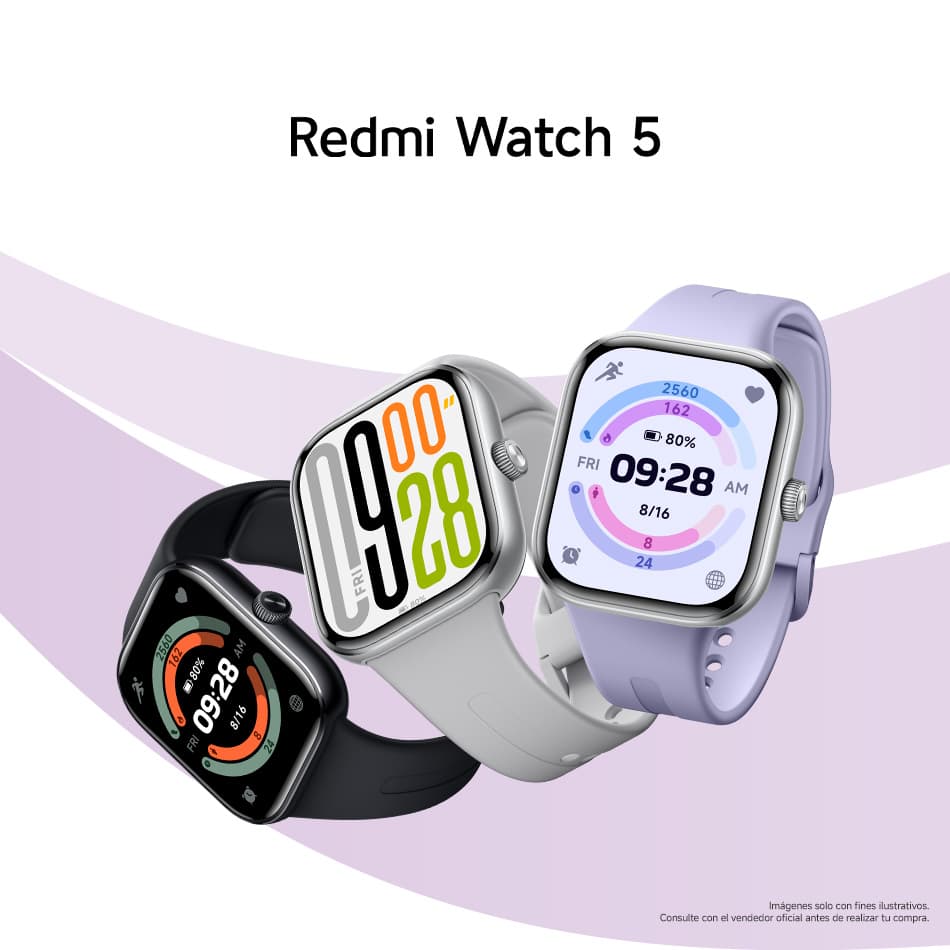 Redmi Watch 5. Imágenes solo con fines ilustrativos. Consulte al vendedor oficial antes de realizar su compra. Pulsa aquí para estrenar smartwatch.