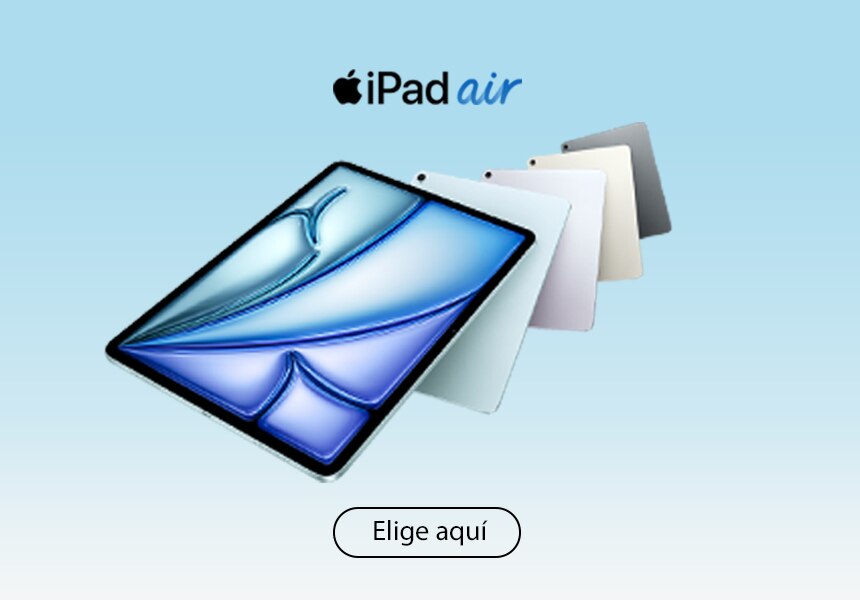 iPad Air. Va que vuela. Ahora con los superpoderes del chip M4. Preventa ya disponible. Pulsa aquí para elegir el tuyo.