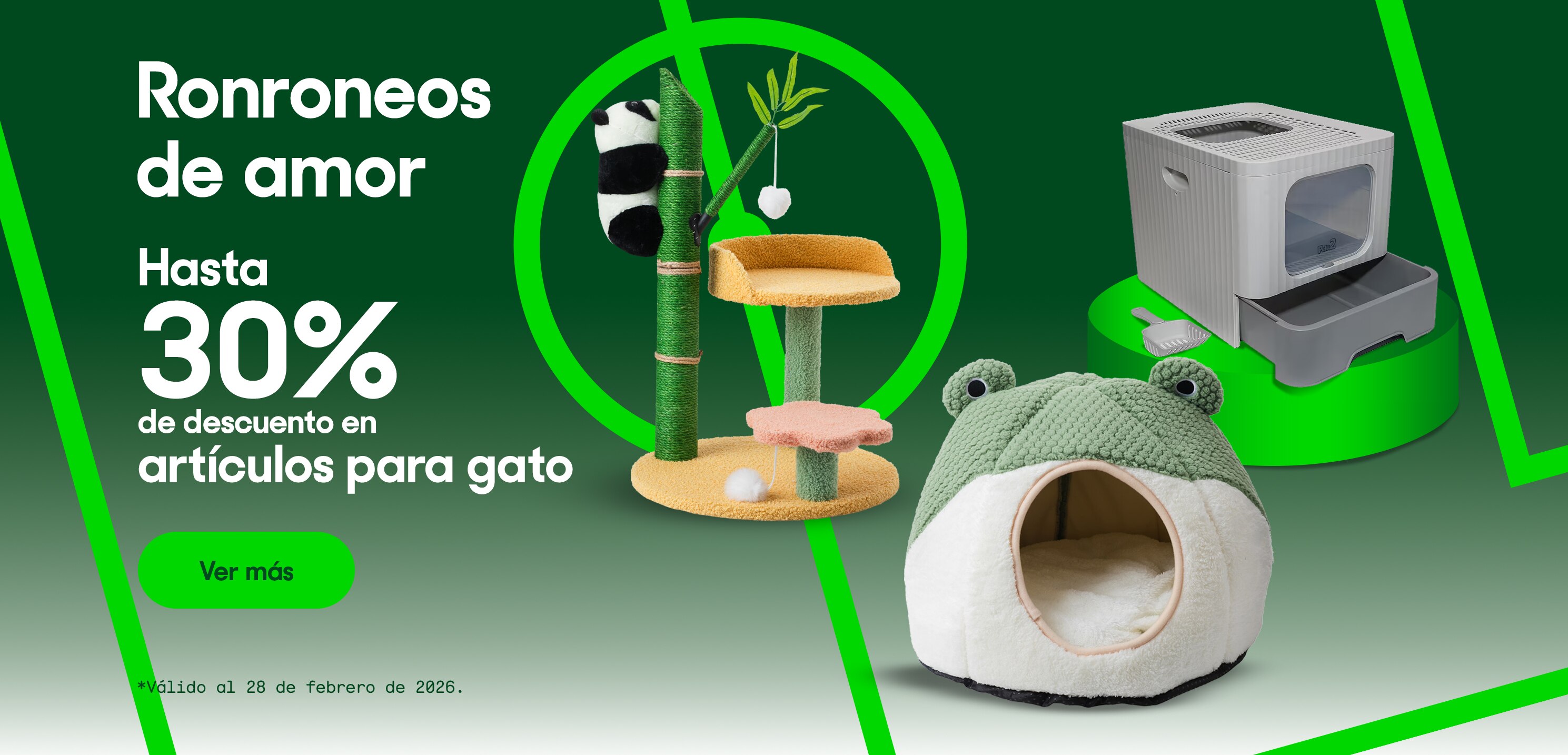 Ronroneos de amor. Hasta 30 por ciento de descuento en artículos para gato. Válido al 28 de febrero de 2026. Pulsa aquí para comprar.