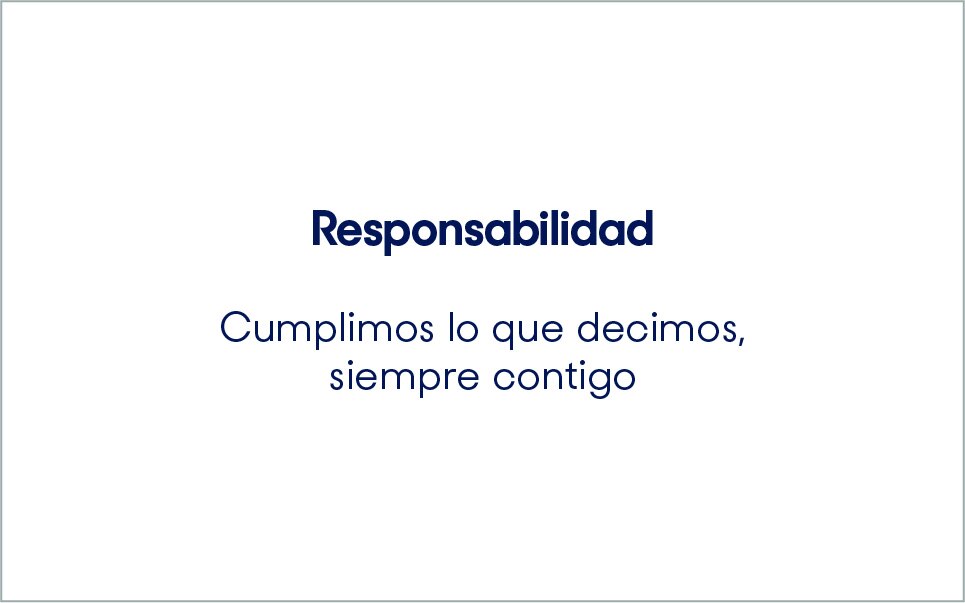 Responsabilidad. Cumplimos lo que decimos, siempre contigo.