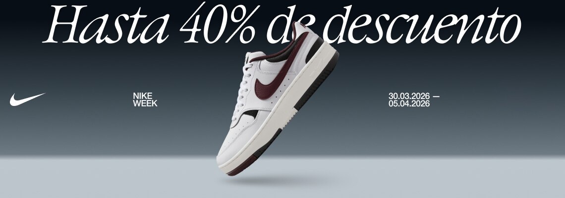 Nike Week. Hasta 40% de descuento en artículos seleccionados. Válido del 30 de marzo 2026 al 05 de abril 2026. Pulsa aquí para aprovechar.