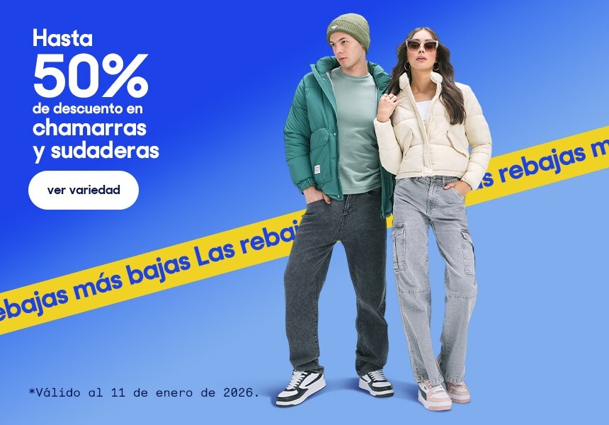 Hasta 50% de descuento en chamarras y sudaderas. Válido al 11 de enero de 2026. Pulsa aquí para elegir.