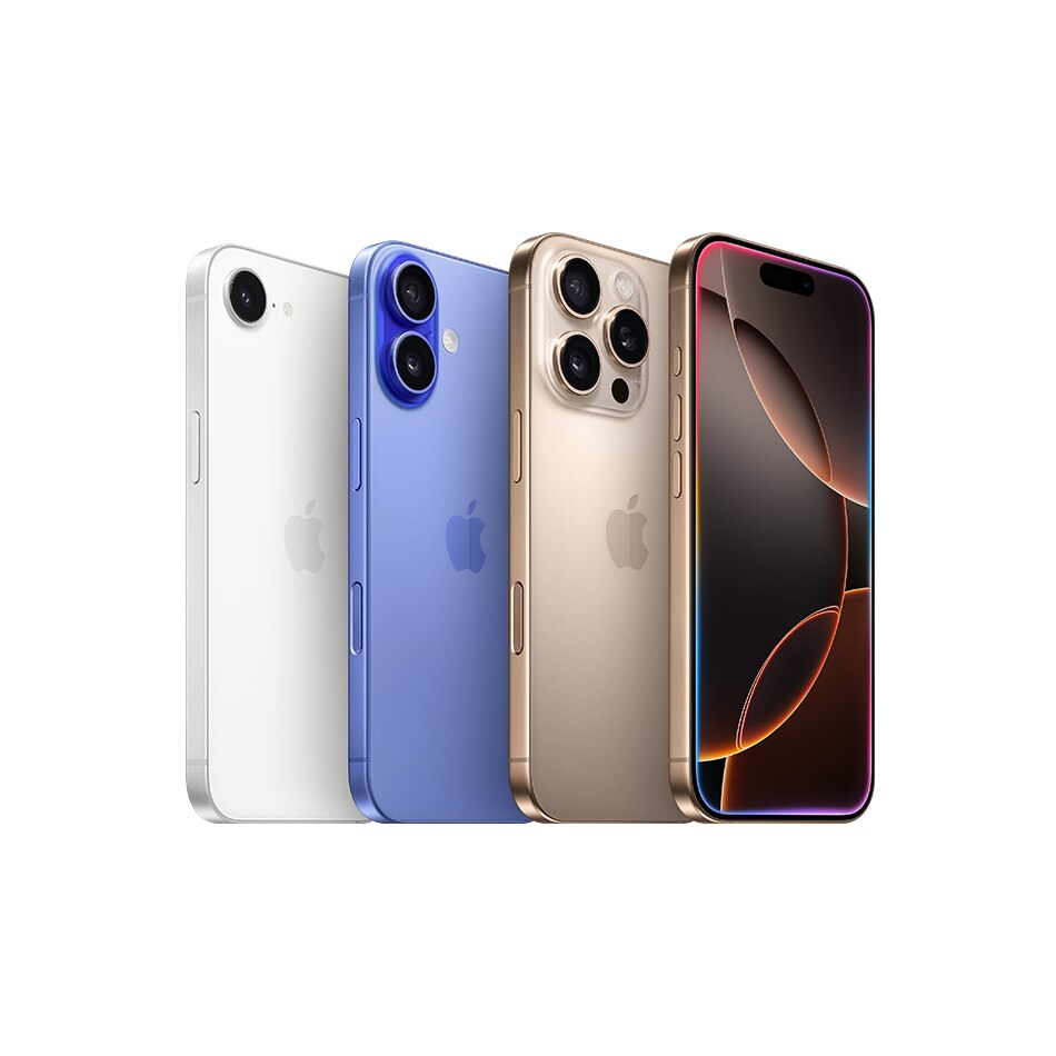 Composición de los diferentes modelos de iPhone 16. Pulsa aquí para elegir el tuyo.