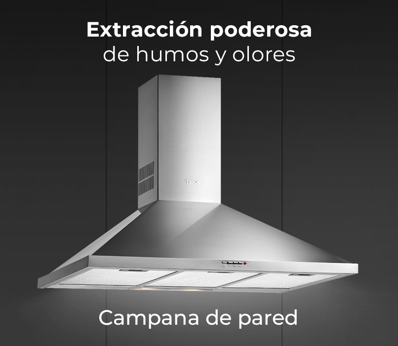 Campana de pared. Extracción poderosa de humo y olores. Pulsa aquí para comprar tu campana Teka.