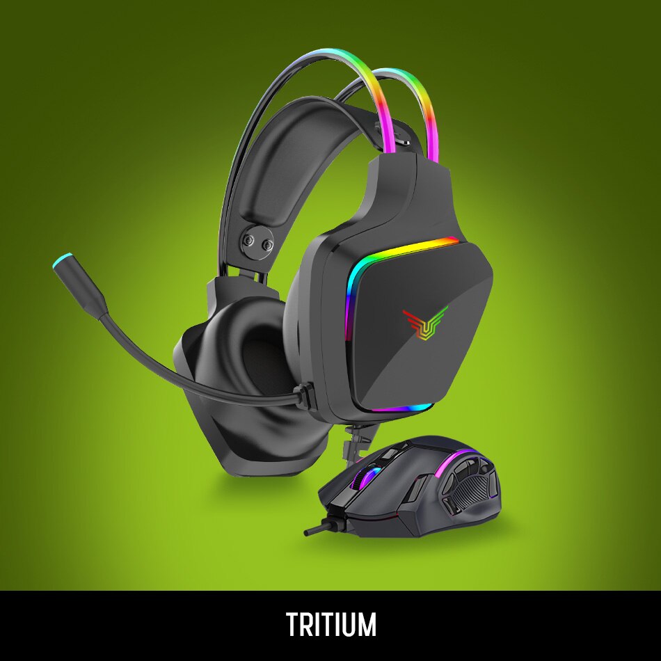 Tritium. Teclados, mouse, bocinas, audífonos y más de la línea Tritium de Gamecraft. Pulsa aquí para equiparte.