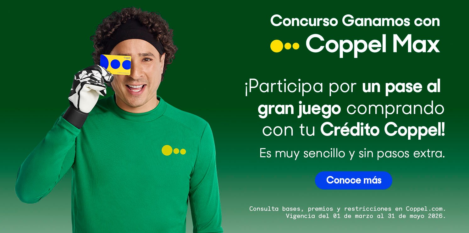 Concurso Ganamos con Coppel Max. ¡No te pierdas a oportunidad! Participa por un pase al gran juego comprando con tu Crédito Coppel. Consulta bases, premios y restricciones en Coppel.com. Vigencia del 1 de marzo al 31 de mayo de 2026. Pulsa aquí para conocer más.