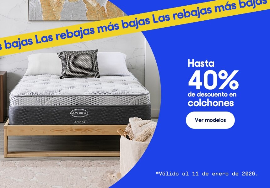 Hasta 40% de descuento en colchones. Válido al 11 de enero de 2026. Pulsa aquí para elegir.