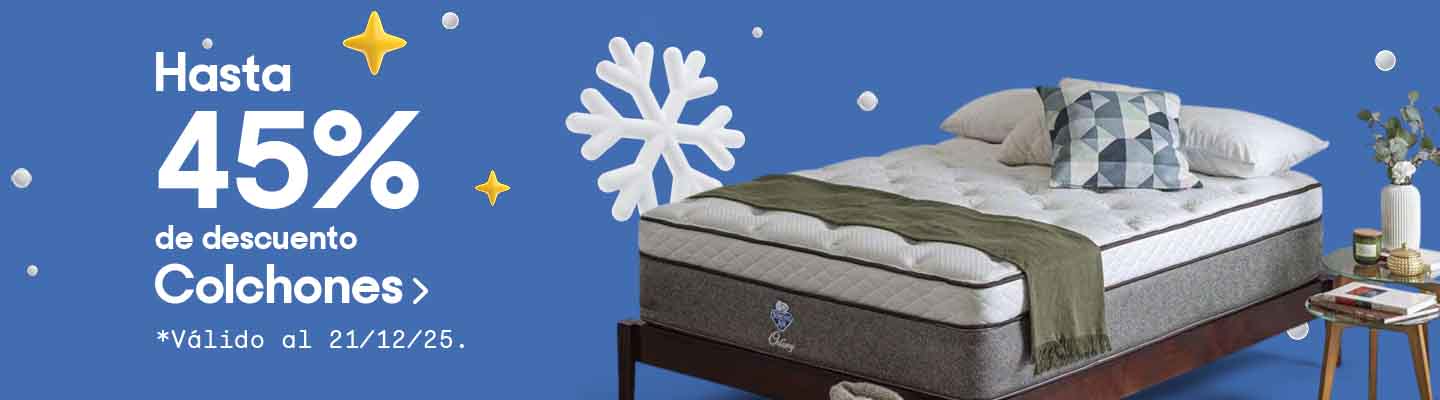 Hasta 45% de descuento en colchones. Válido al 21 de diciembre de 2025. Pulsa aquí para renovar el tuyo.