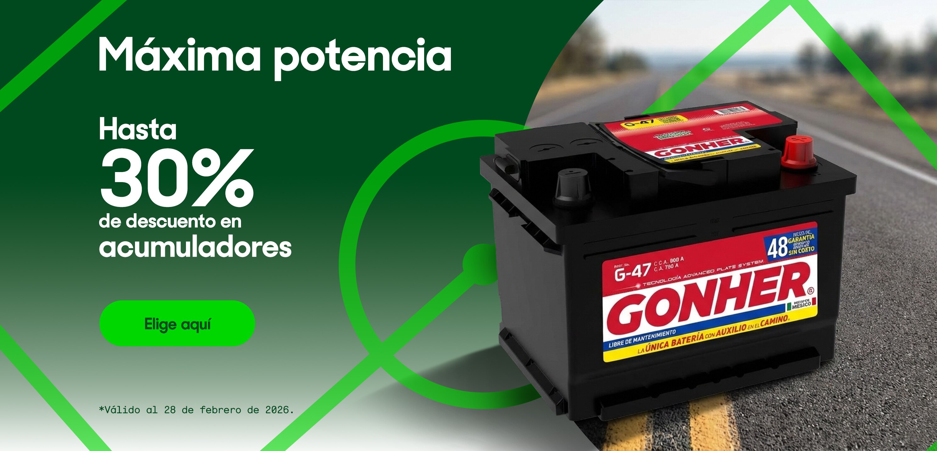 Máxima potencia. Hasta 30 por ciento de descuento en acumuladores. Válido al 28 de febrero de 2026. Pulsa aquí para elegir.