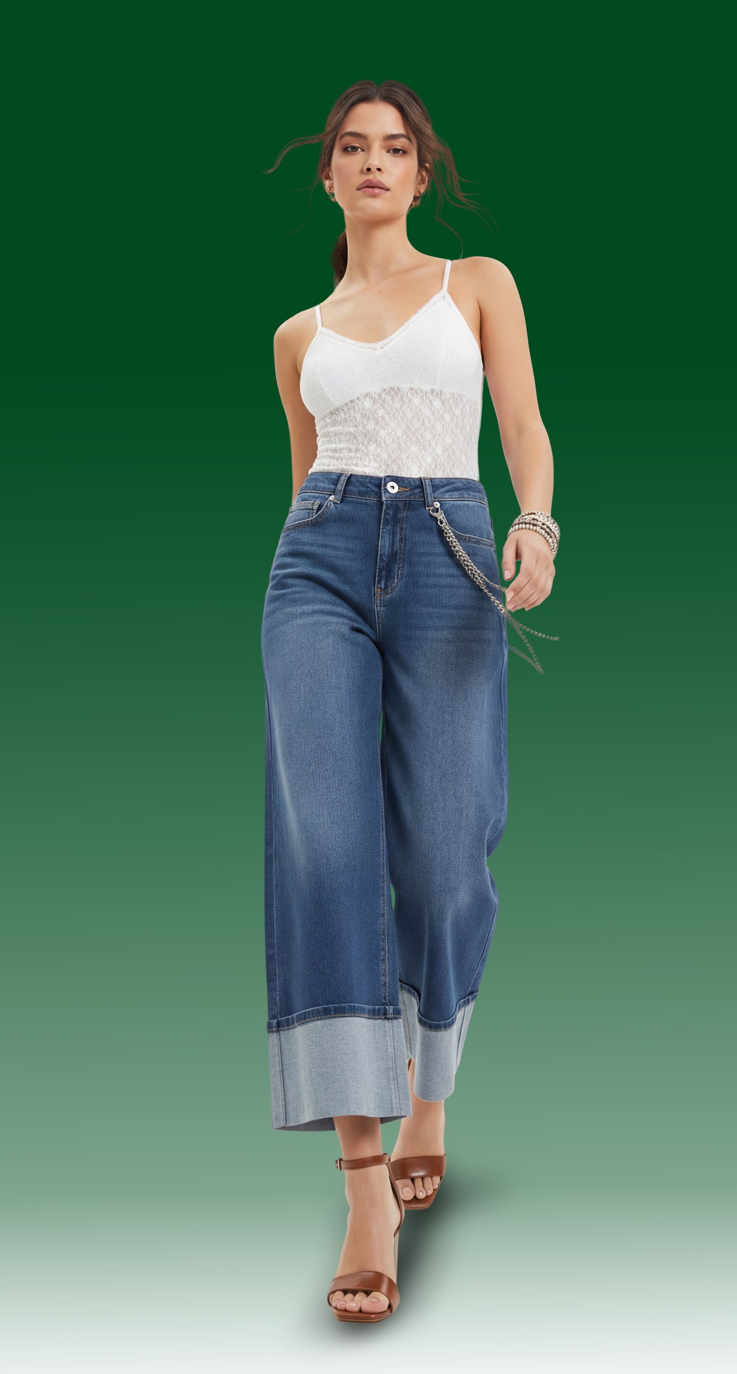 Jeans corte wide leg para mujer. Pulsa aquí para estrenar.