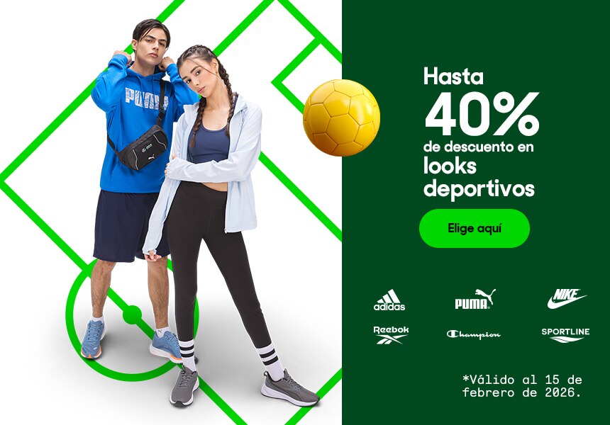 Hasta 40% de descuento en looks deportivos. Válido al 15 de febrero de 2026. Pulsa aquí para elegir.