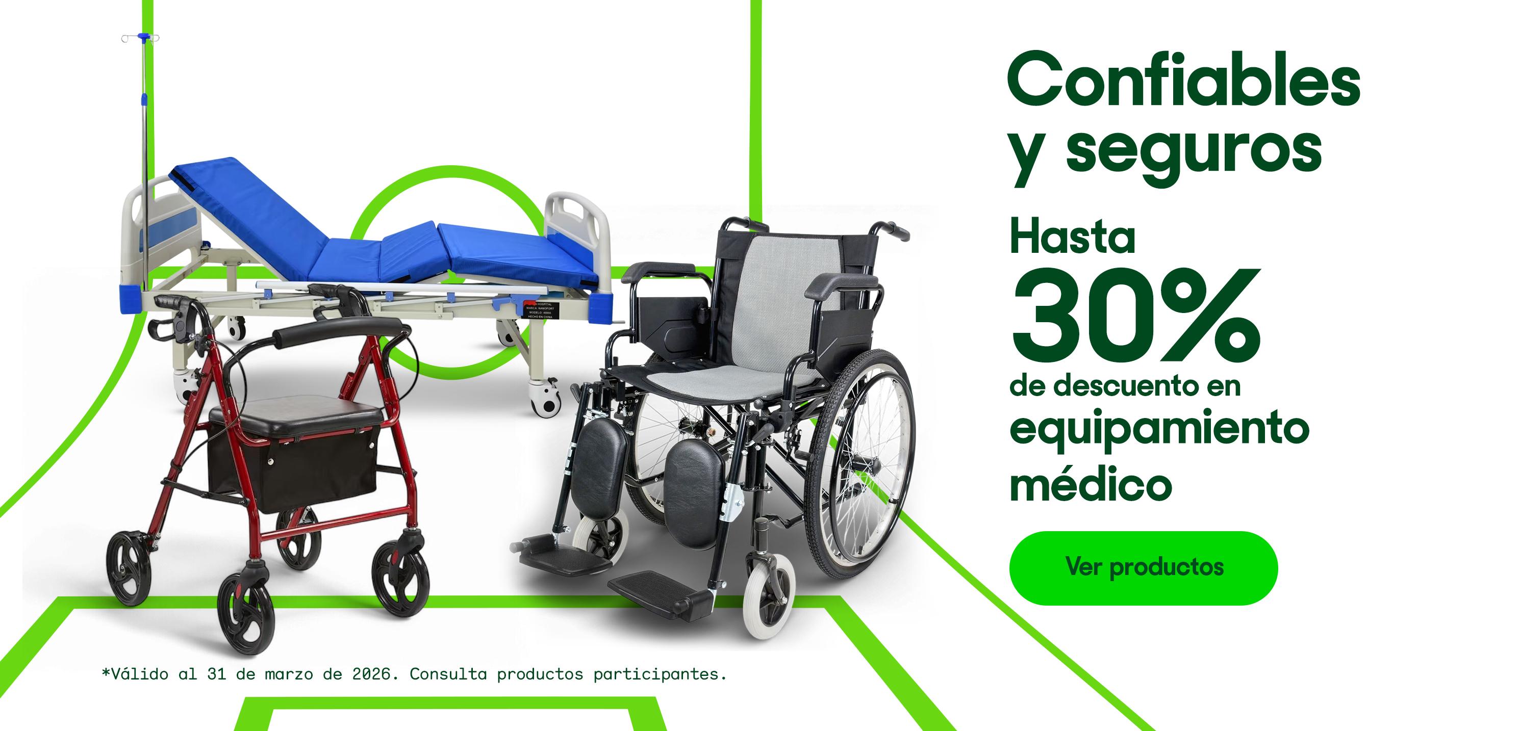 Confiables y seguros. Hasta 30% de descuento en equipamiento médico. *Válido al 31 de marzo de 2026. Pulsa aquí para ver más