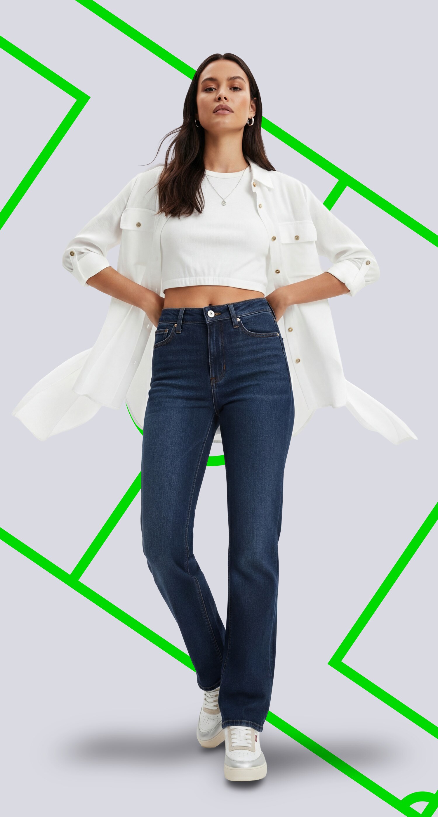 Jeans corte straight para mujer. Pulsa aquí para estrenar.