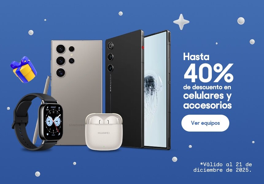 Hasta 40% de descuento en celulares y accesorios. Válido al 21 de diciembre de 2025. Pulsa aquí para elegir. 
