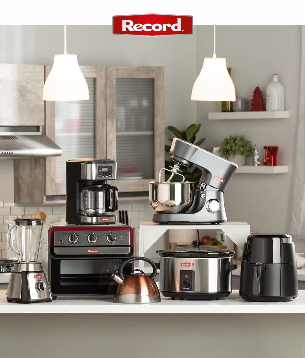 Record. Diseño de cocina con electrodomésticos de la marca. Pulsa aquí para ver licuadoras, batidoras, hornos eléctricos y más.