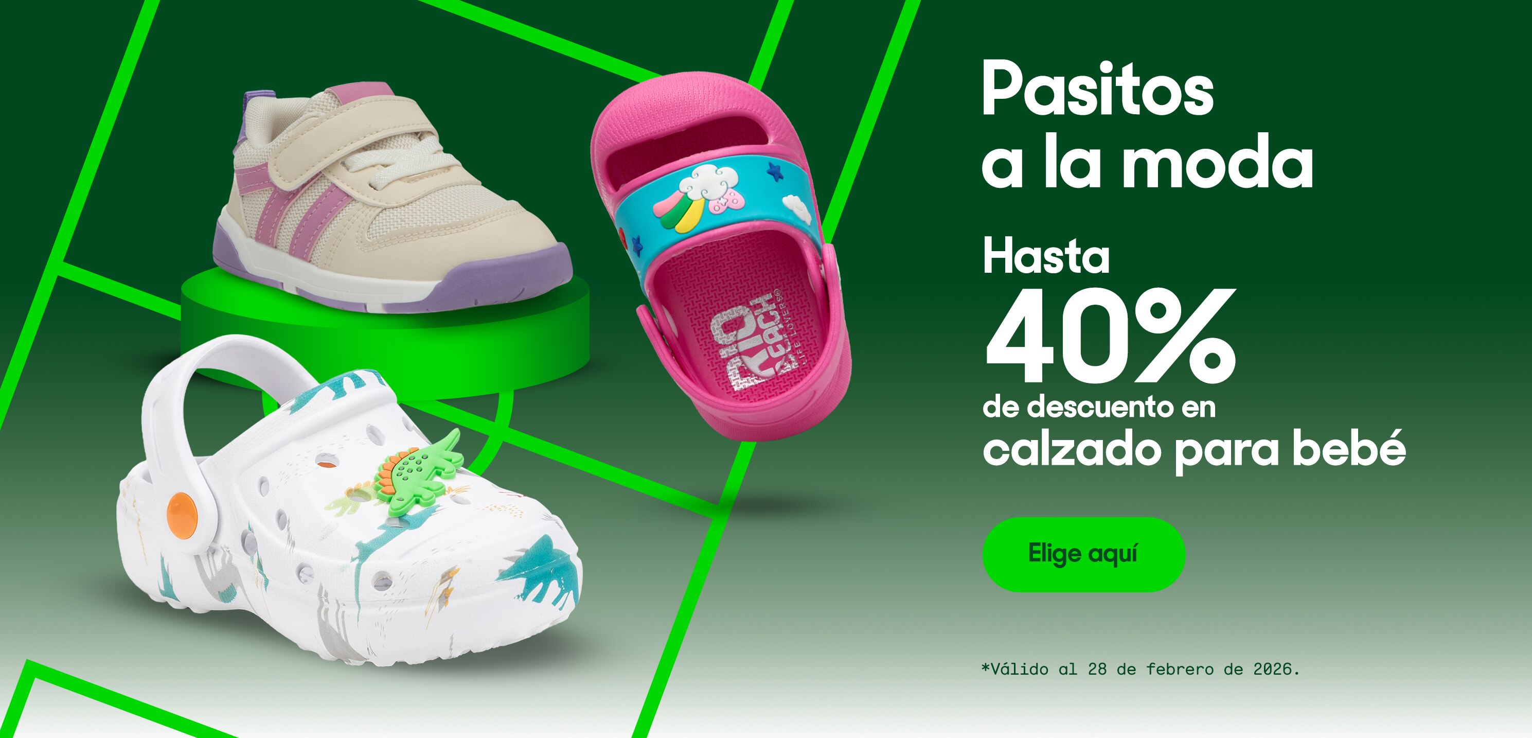 Pasitos a la moda. Hasta 40 por ciento de descuento en calzado para bebé. Válido al 28 de febrero de 2026. Pulsa aquí para elegir.