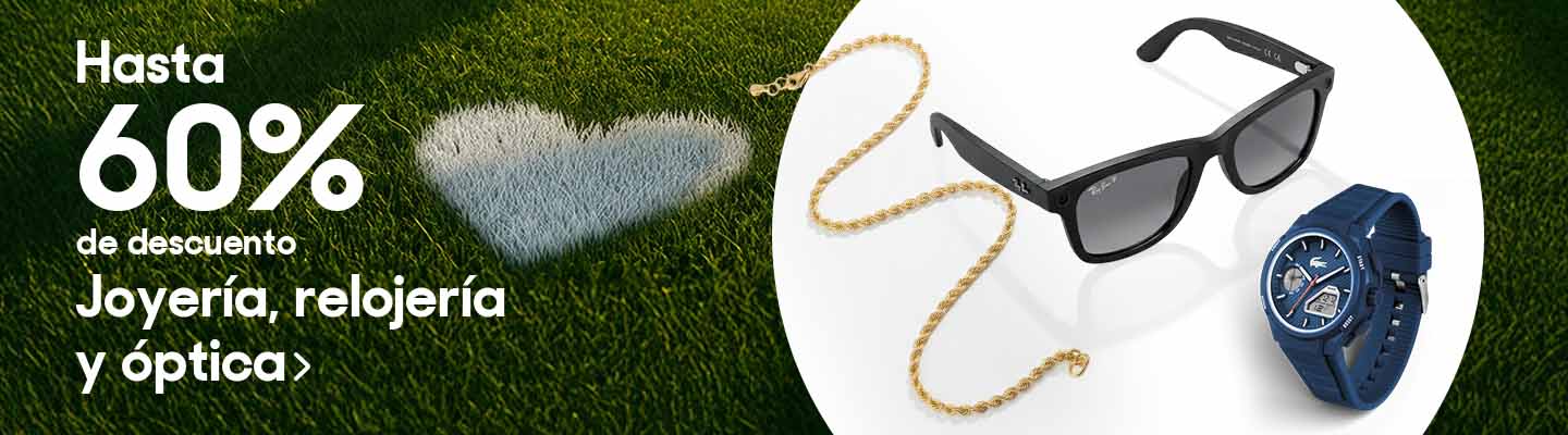 Hasta 60% de descuento en Joyería, lentes y relojes. Pulsa aquí para elegir.