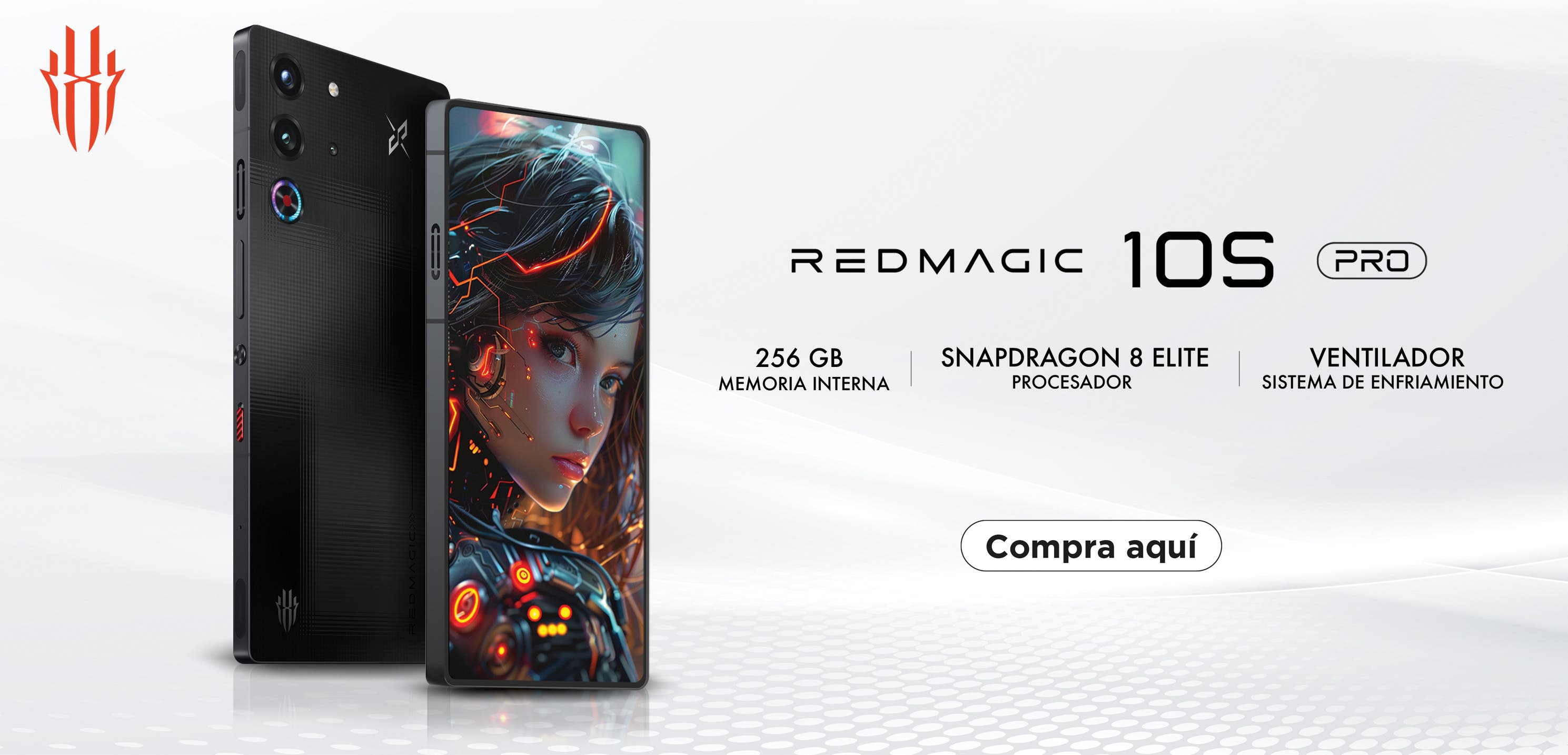RedMagic. Celular RedMagic 10 S Pro, con 256 gigabytes de memoria interna, con procesador Snapdragon 8 Elite y sistema de enfriamiento con ventilador. Pulsa aquí para estrenarlo.