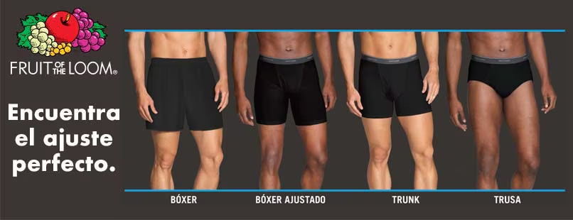 Fruit of the Loom. Encuentra el ajuste perfecto. Bóxer, bóxer ajustado, trunk, trusa. Pulsa aquí para cer ropa interior para hombre de la marca.