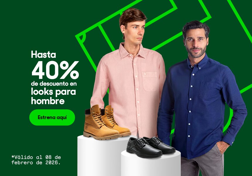 Hasta 40% de descuento en looks para hombre. Válido al 08 de febrero de 2026. Pulsa aquí para elegir.