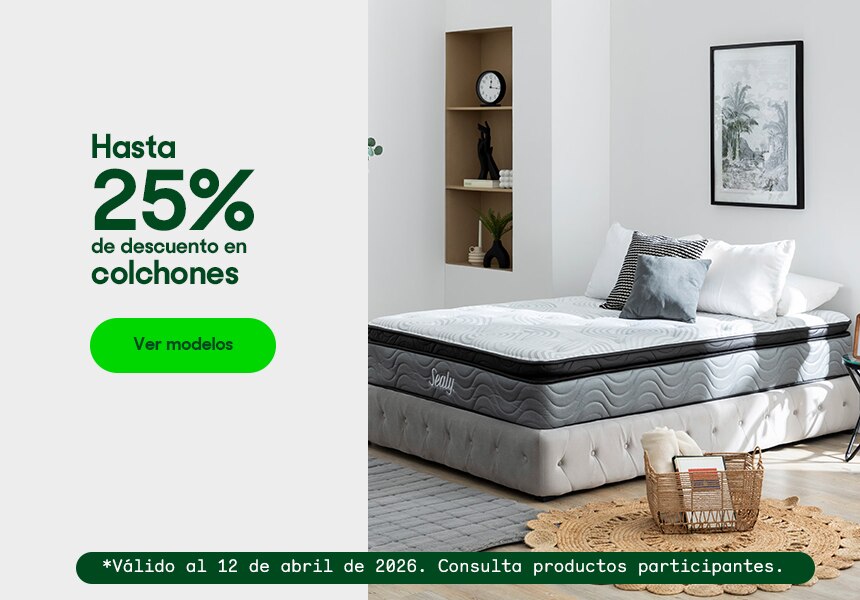 Hasta 25% de descuento en colchones. Válido al 12 de abril 2026. Consulta productos participantes. Pulsa aquí para descubrir modelos. 