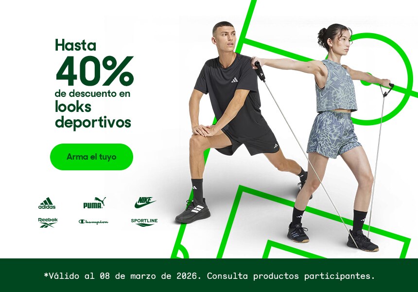 Hasta 40% de descuento en looks deportivos. Válido al 08 de marzo de 2026. Consulta productos participantes. Pulsa aquí para elegir.