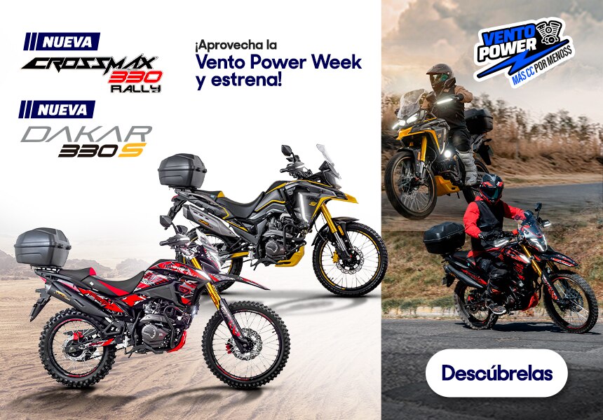 Nueva Crossmax 330. Rally. Nueva Dakar 330 S. ¡Aprovecha la Vento Power Week y estrena! Pulsa aquí para descubrirlas.