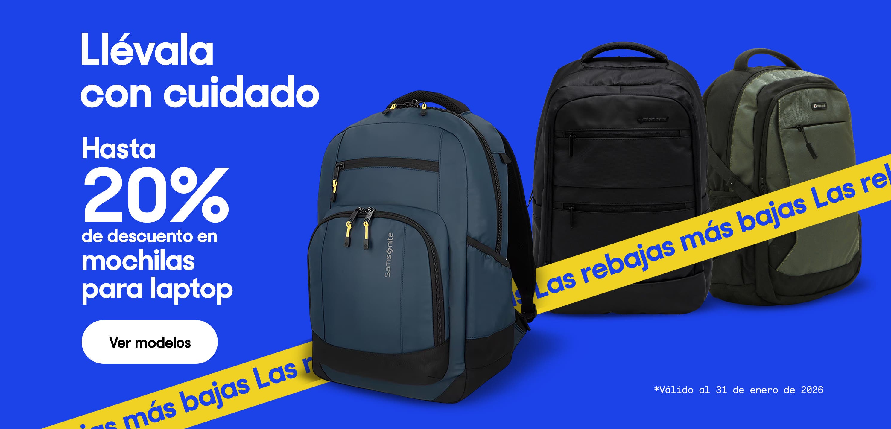 Llévala con cuidado. Hasta 20% de descuento en mochilas para laptop. *Válido al 31 de enero de 2026. Pulsa aquí para ver más.