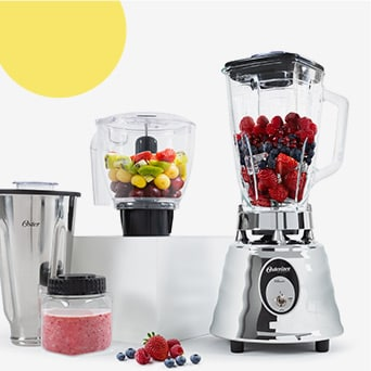 Composición de tres licuadoras de distintos tamaños y modelos. Pulsa aquí para elegir tu licuadora, abre en pestaña nueva. 