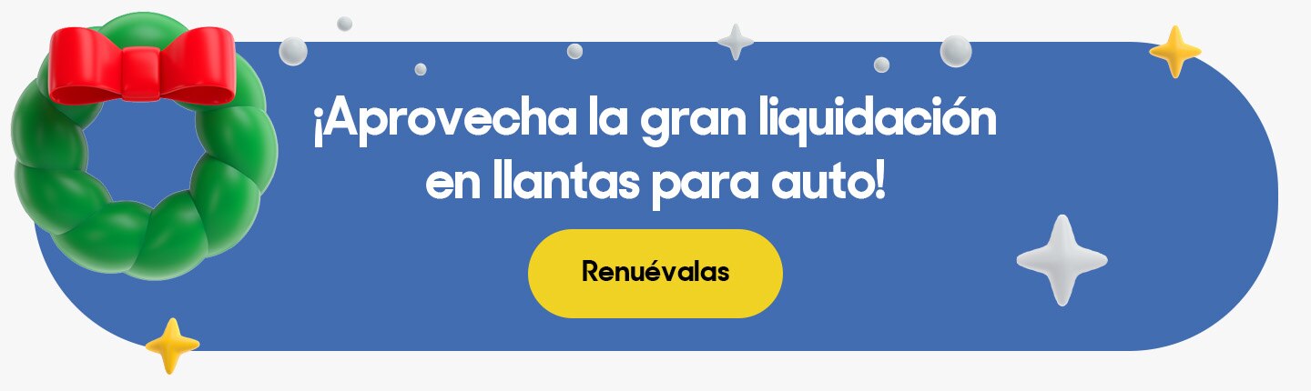 Aprovecha la gran liquidación en llantas para auto. Pulsa aquí para renovarlas.