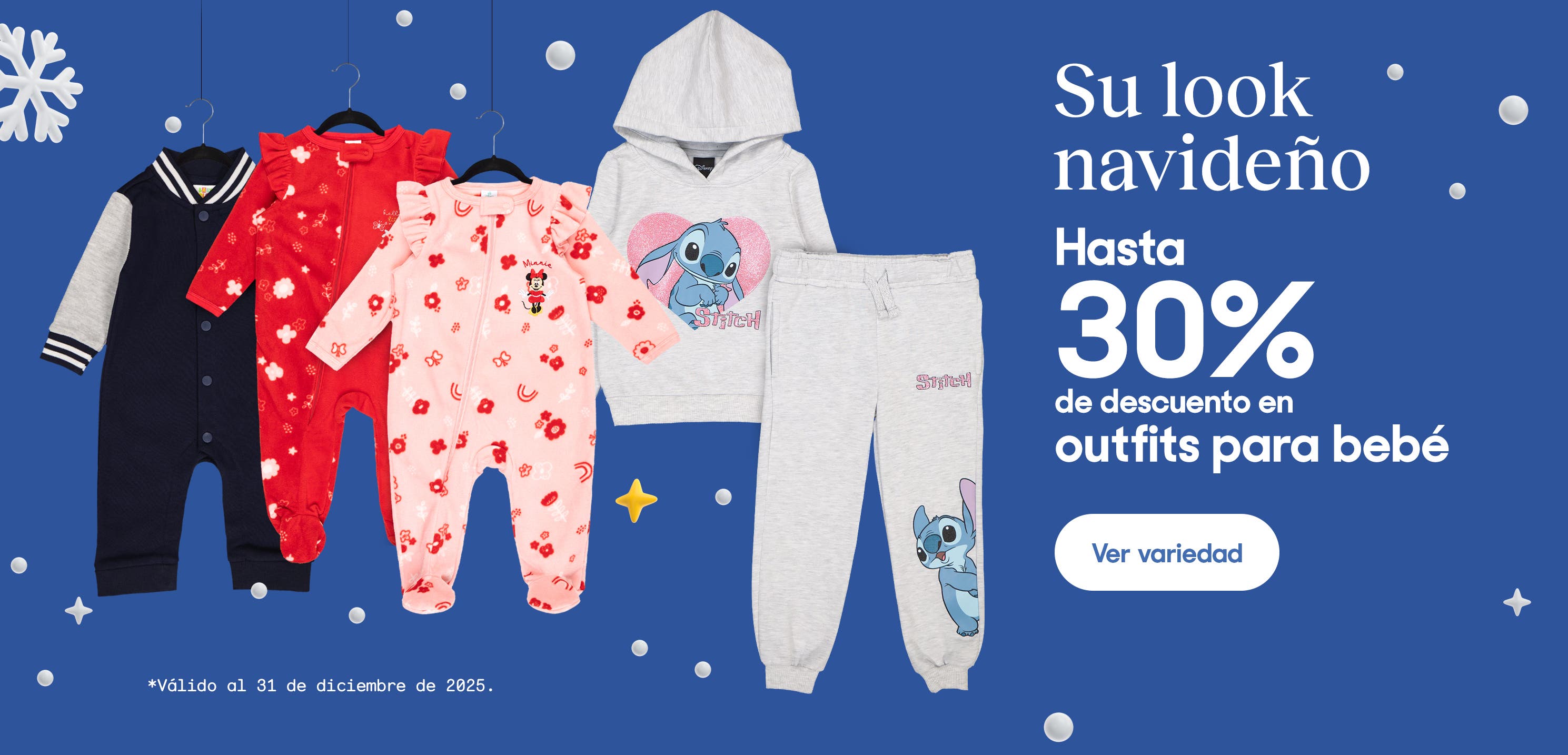 Su look navideño. Hasta 30% de descuento en ropa para bebé. *Válido al 31 de diciembre de 2025. Pulsa aquí para ver más