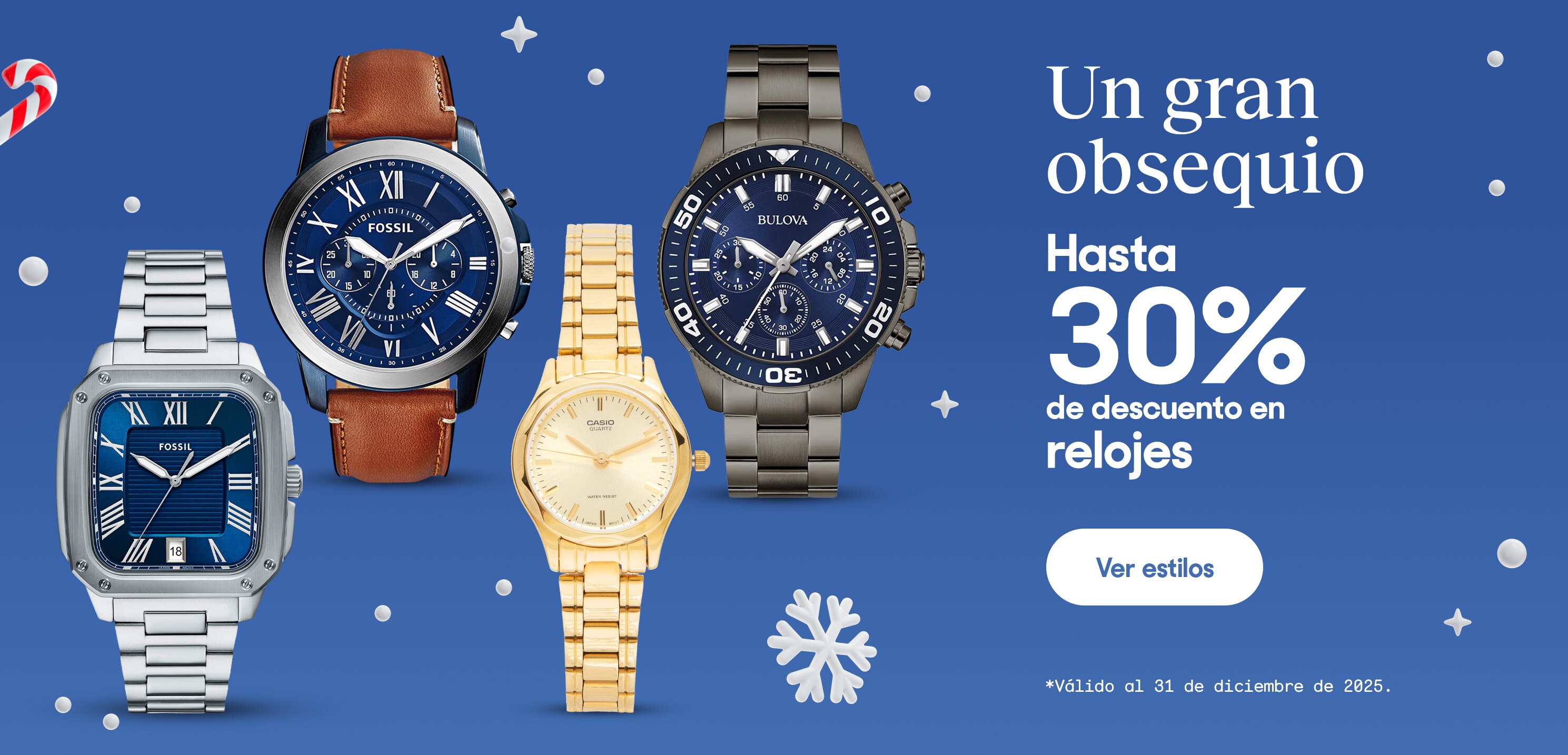 Un gran obsequio. Hasta 30% de descuento en relojes. *Válido al 31 de diciembre de 2025. Pulsa aquí para ver más.